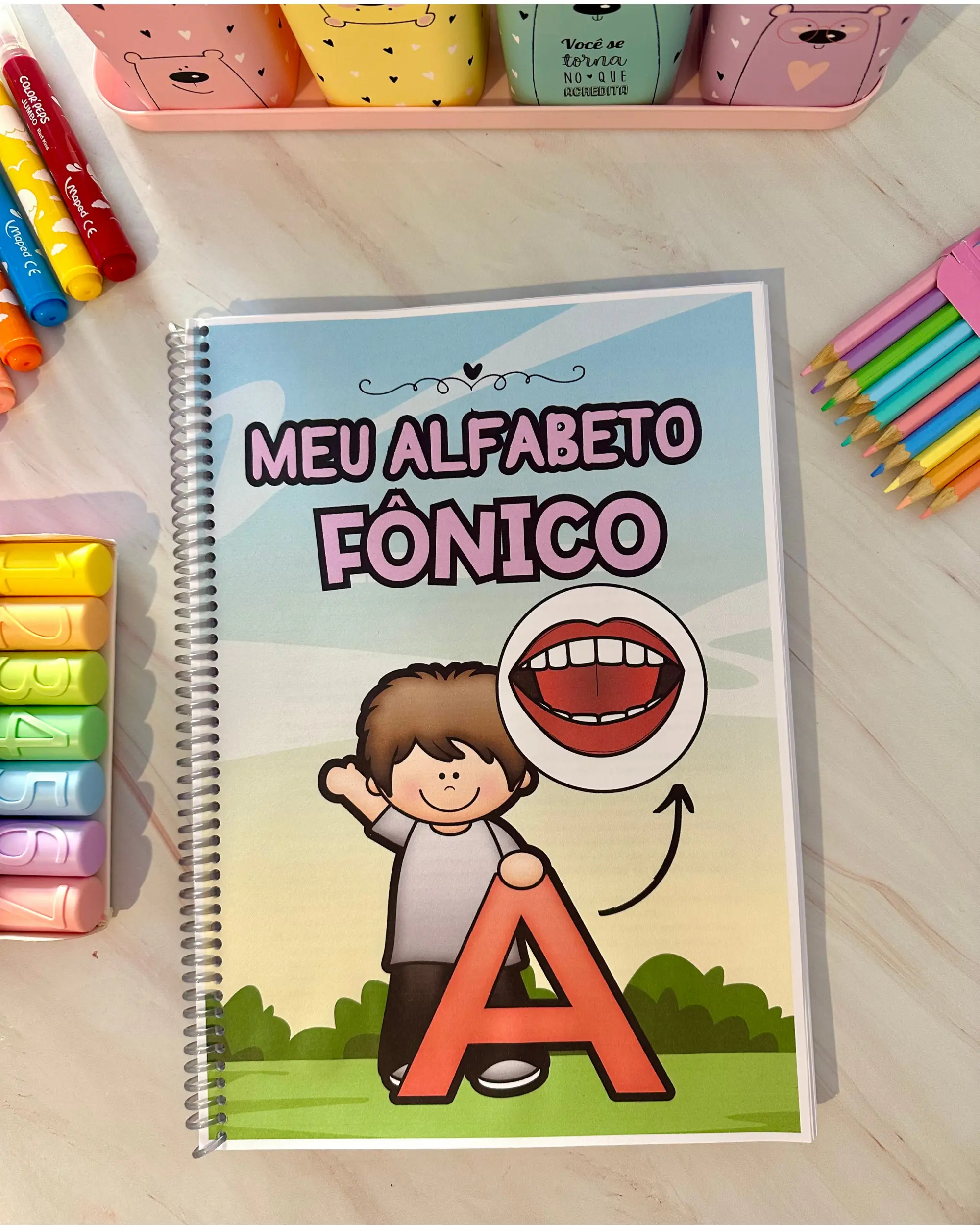 Capa de Apostila Meu Alfabeto Fônico para Alfabetização – Atividades com Boquinhas