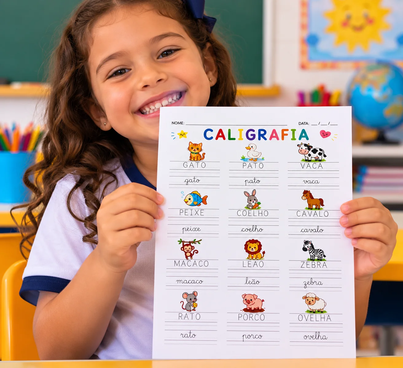 Capa de Caligrafia Palavras para Alfabetização – Atividades de Escrita para Imprimir