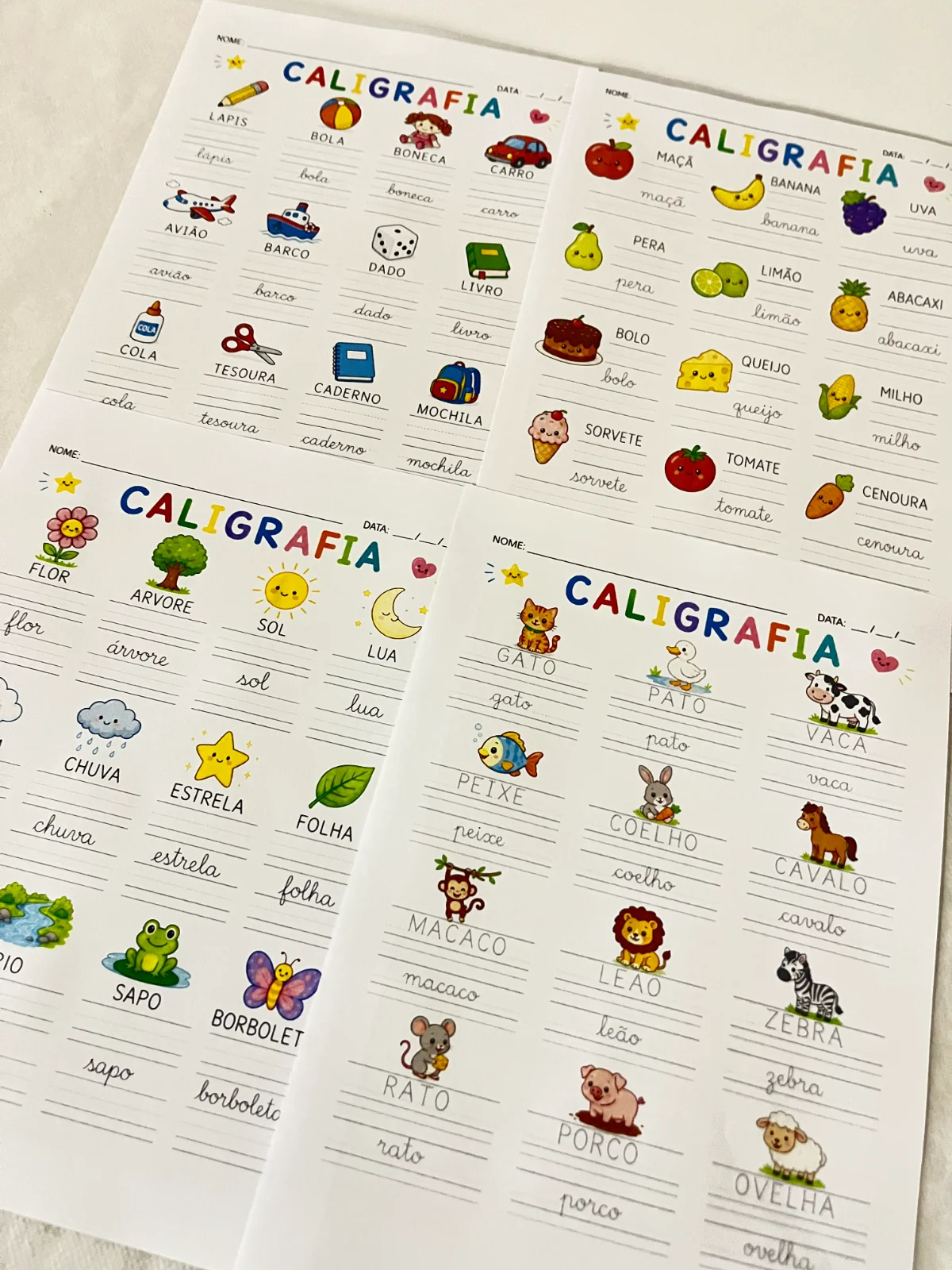 Imagem da galeria 1 de Caligrafia Palavras para Alfabetização – Atividades de Escrita para Imprimir