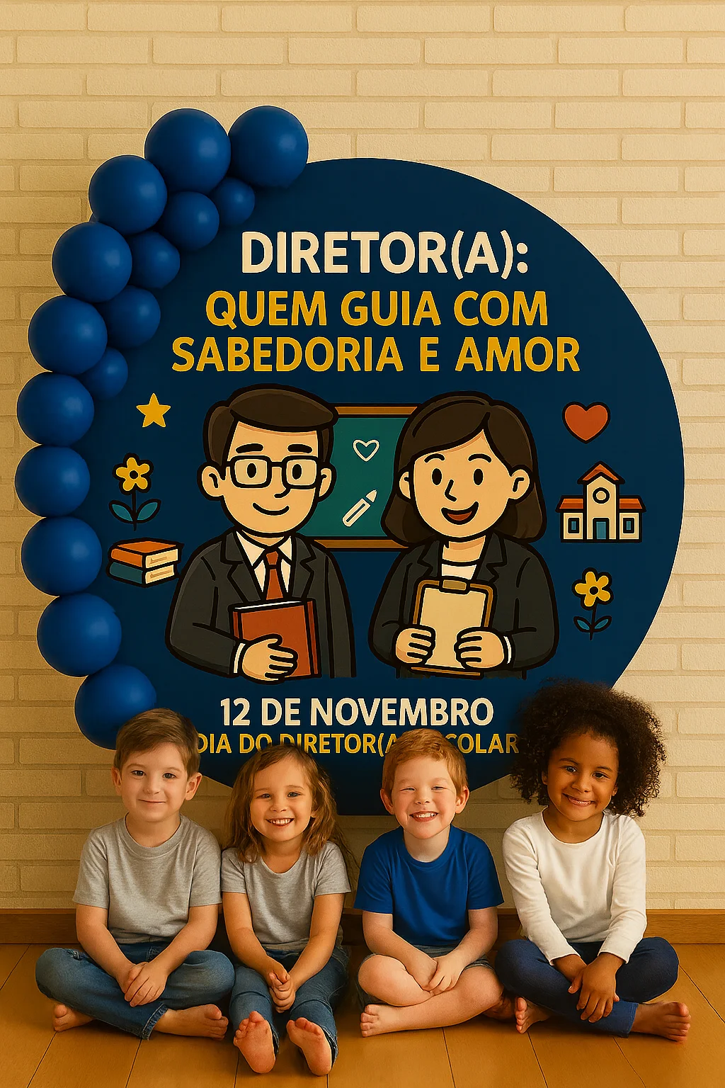 Capa de Dia do Diretor – Painel para Escola com Cartão para Lembrancinha