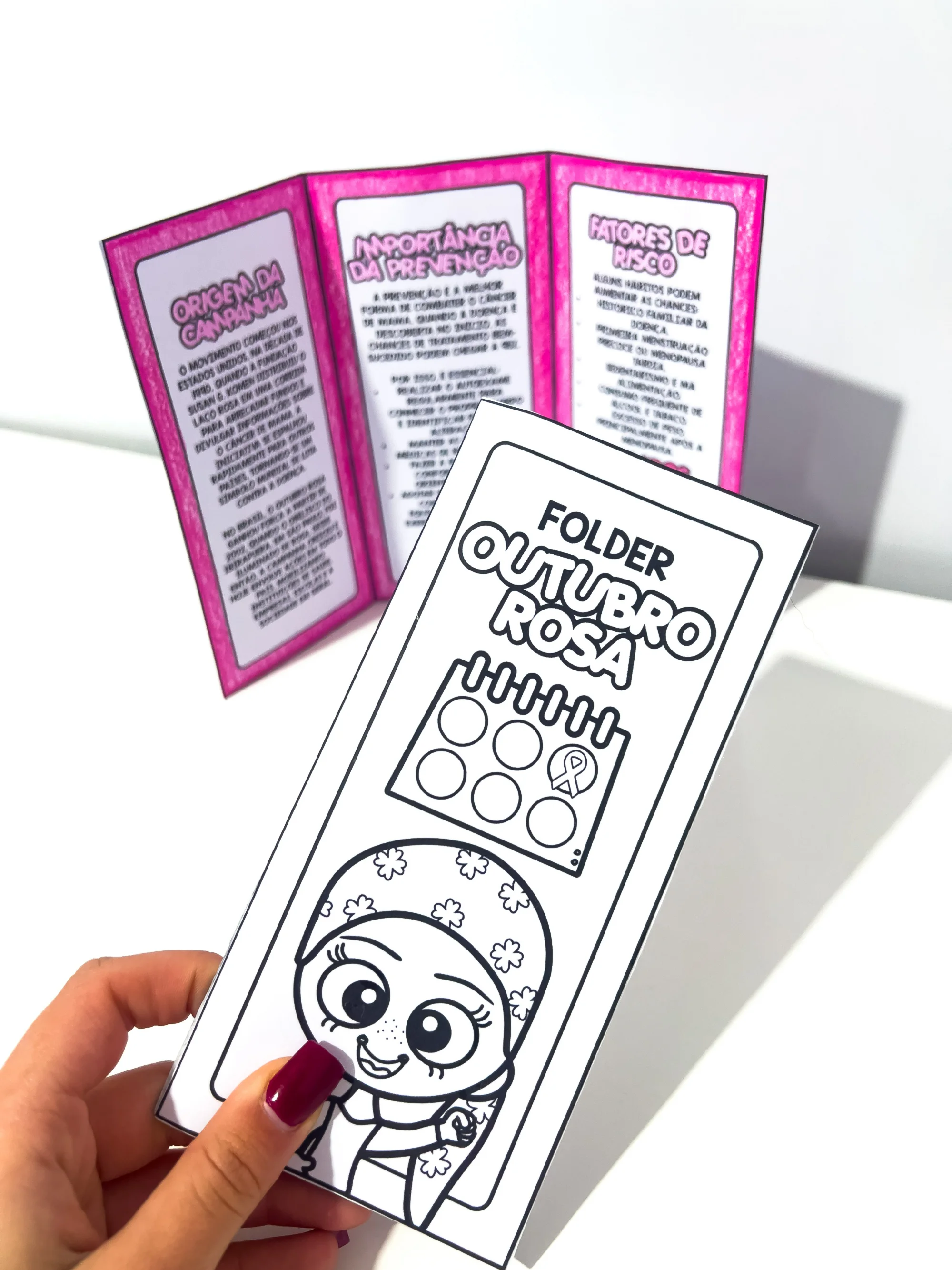 Imagem da galeria 1 de Folder Outubro Rosa Infantil – Informativo e para Colorir
