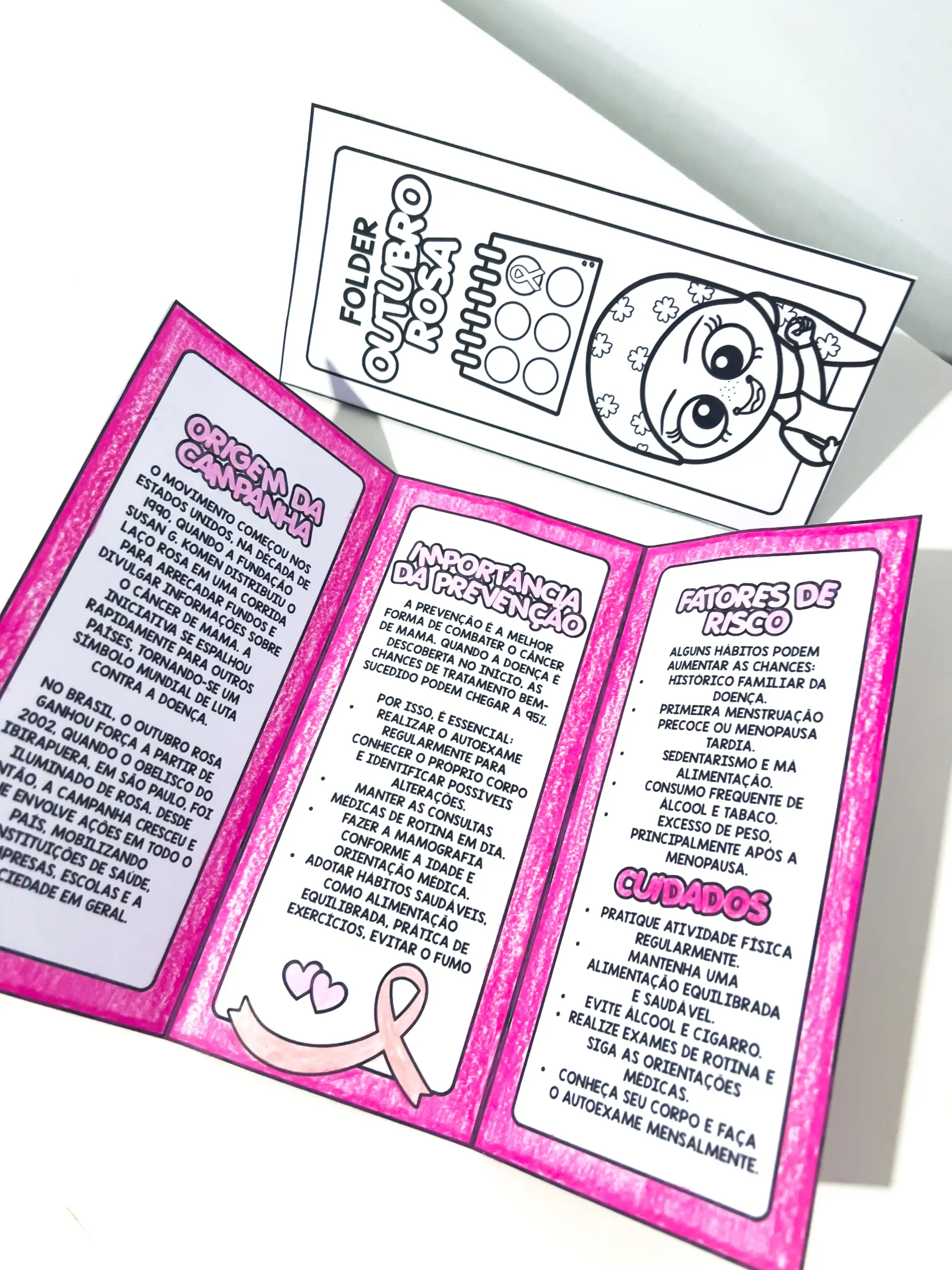 Imagem da galeria 2 de Folder Outubro Rosa Infantil – Informativo e para Colorir