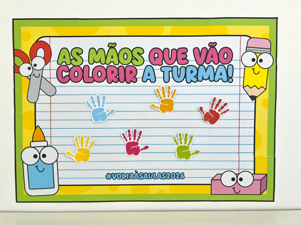 Capa de Cartaz Colaborativo Volta às Aulas 2026 – Material Pedagógico