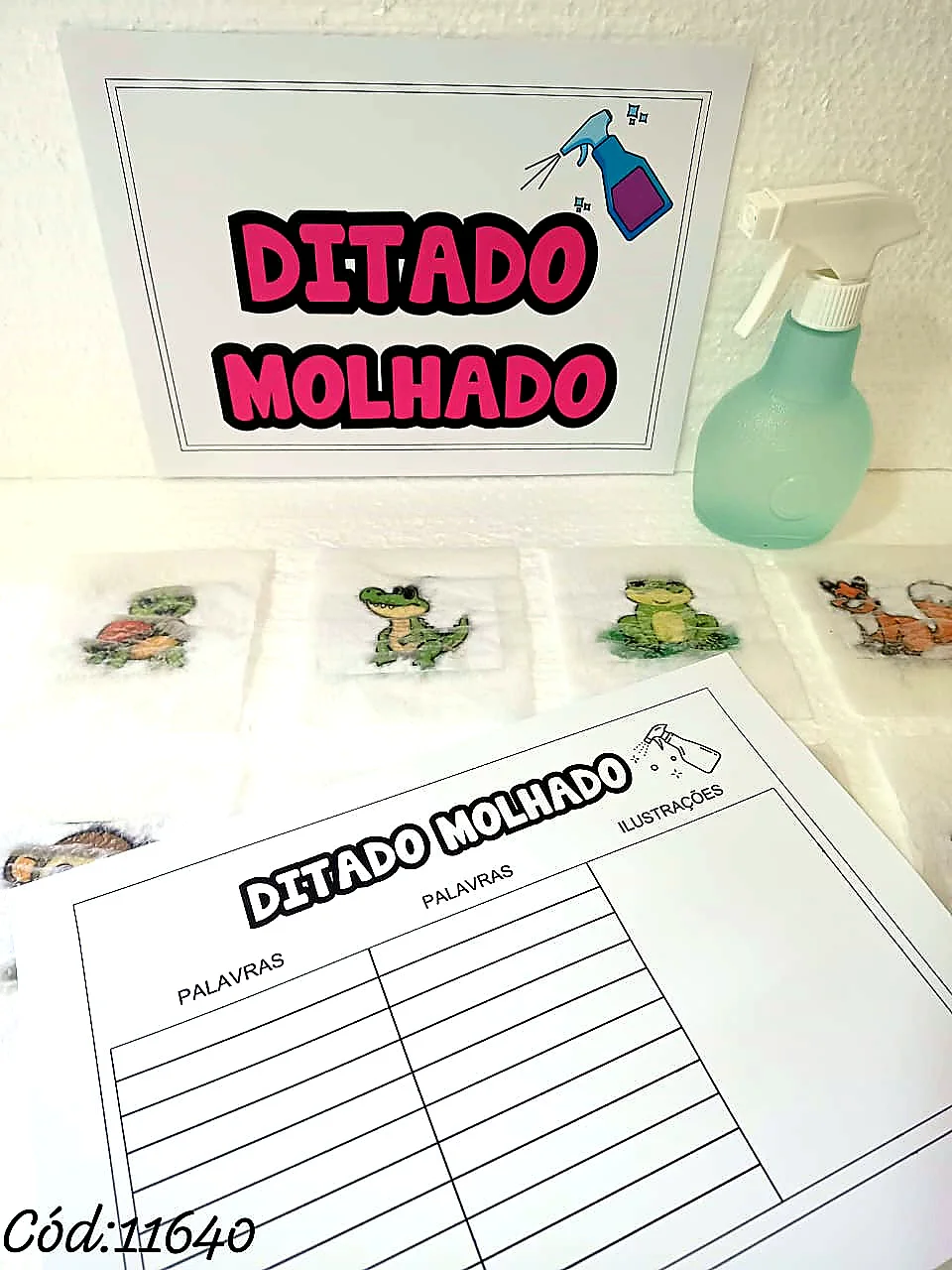 Capa de Atividade Ditado Molhado com Borrifador de Água para Alfabetização