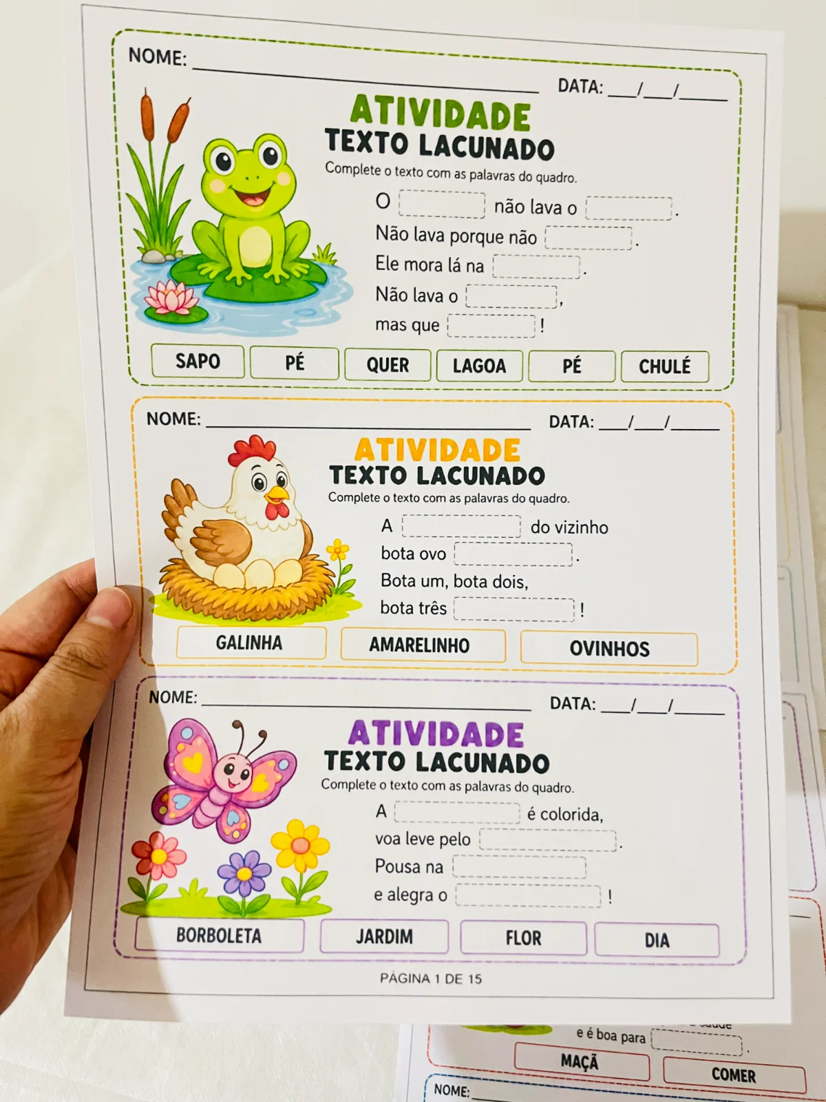 Capa de TEXTO LACUNADO – Atividades para Imprimir