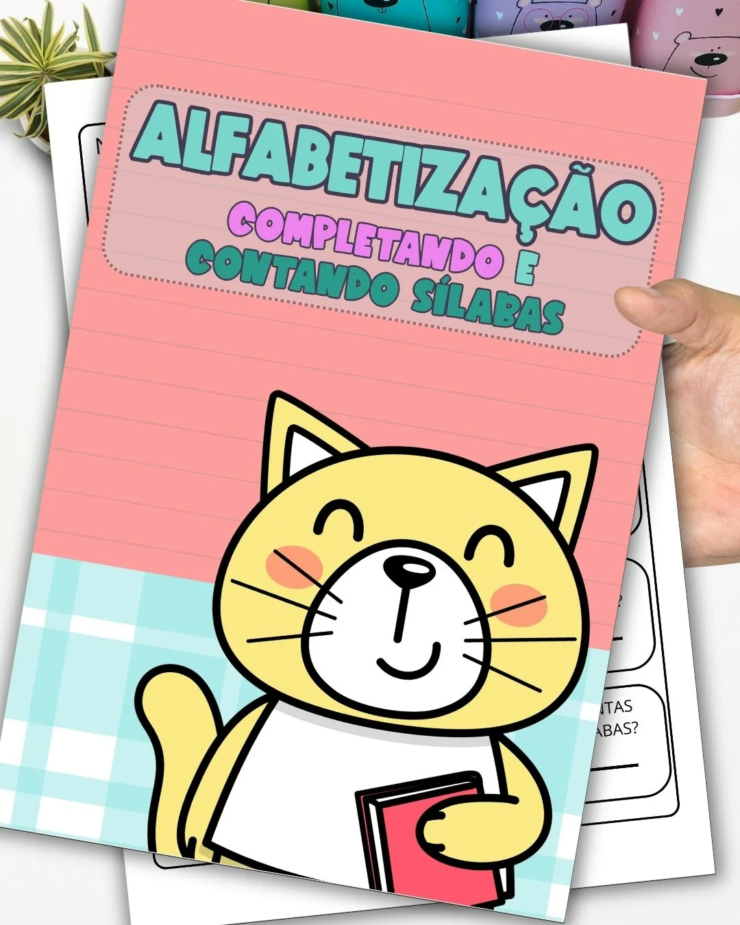 Capa de Alfabetização: Completando e Contando Sílabas para Educação Infantil e Anos Iniciais
