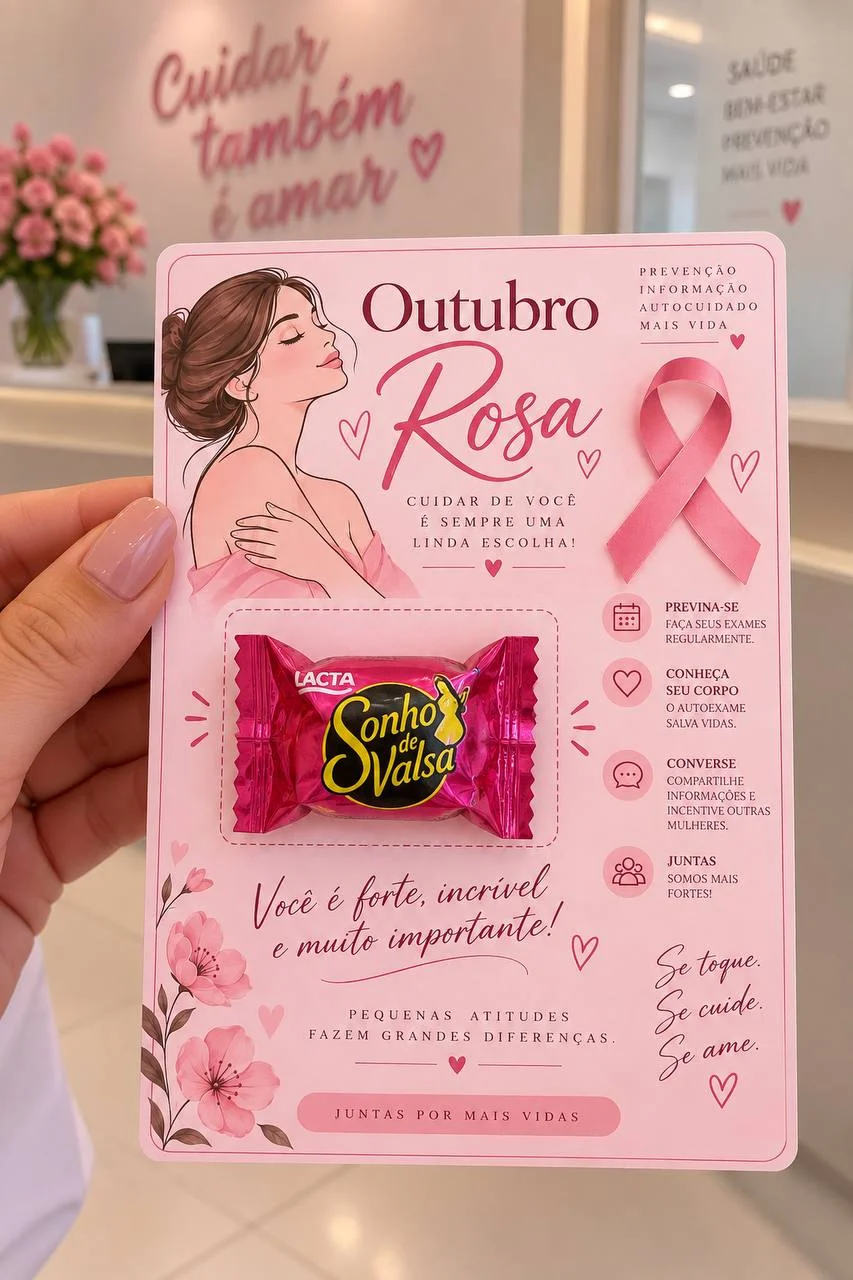 Capa de Cartão Outubro Rosa — Um carinho que transmite cuidado