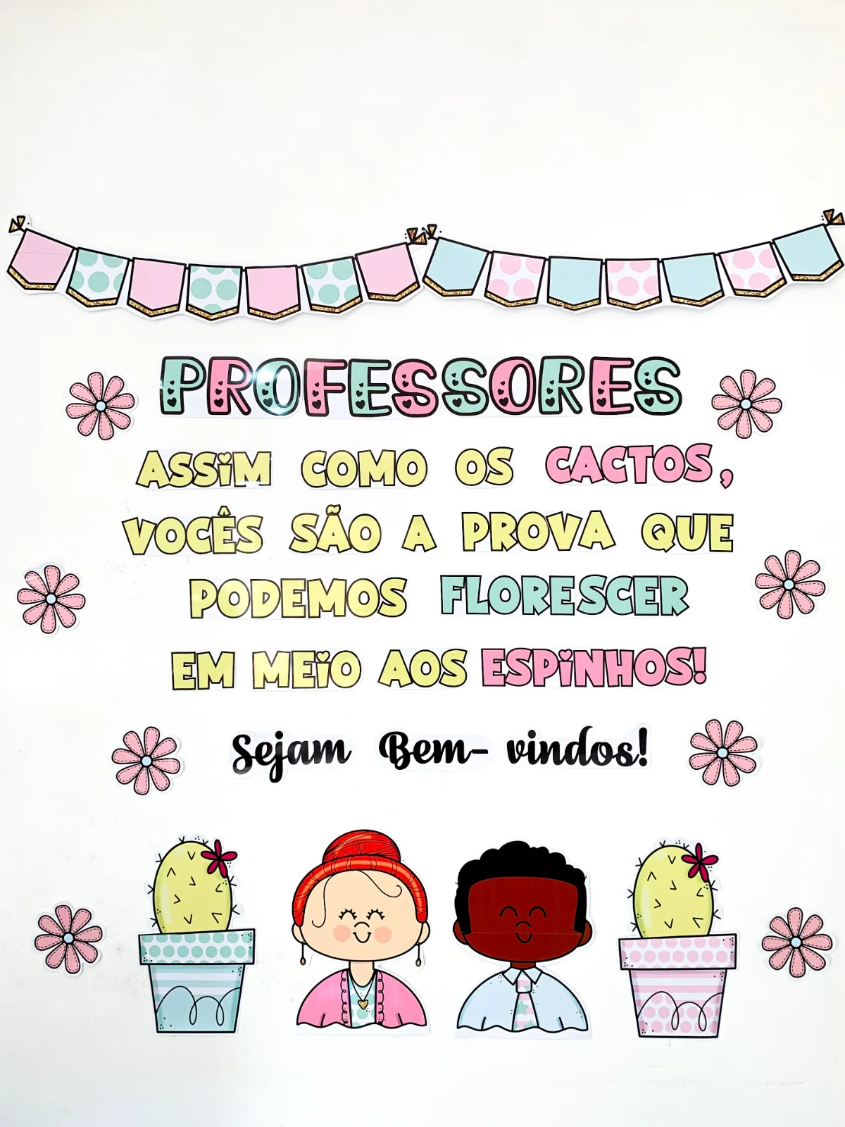 Capa de Painel de Bem-Vindos Professores para recepcionar os professores no