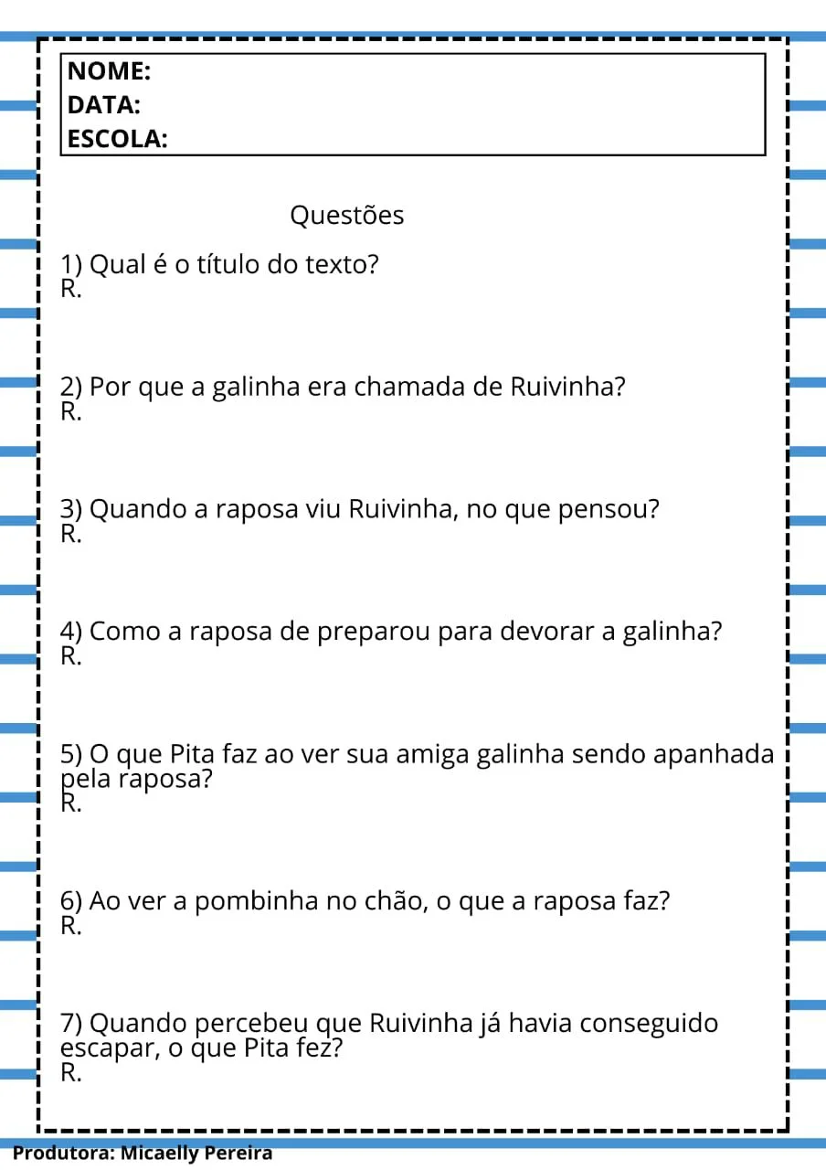 Imagem da galeria 2 de A GALINHA RUIVA – Atividades para Imprimir
