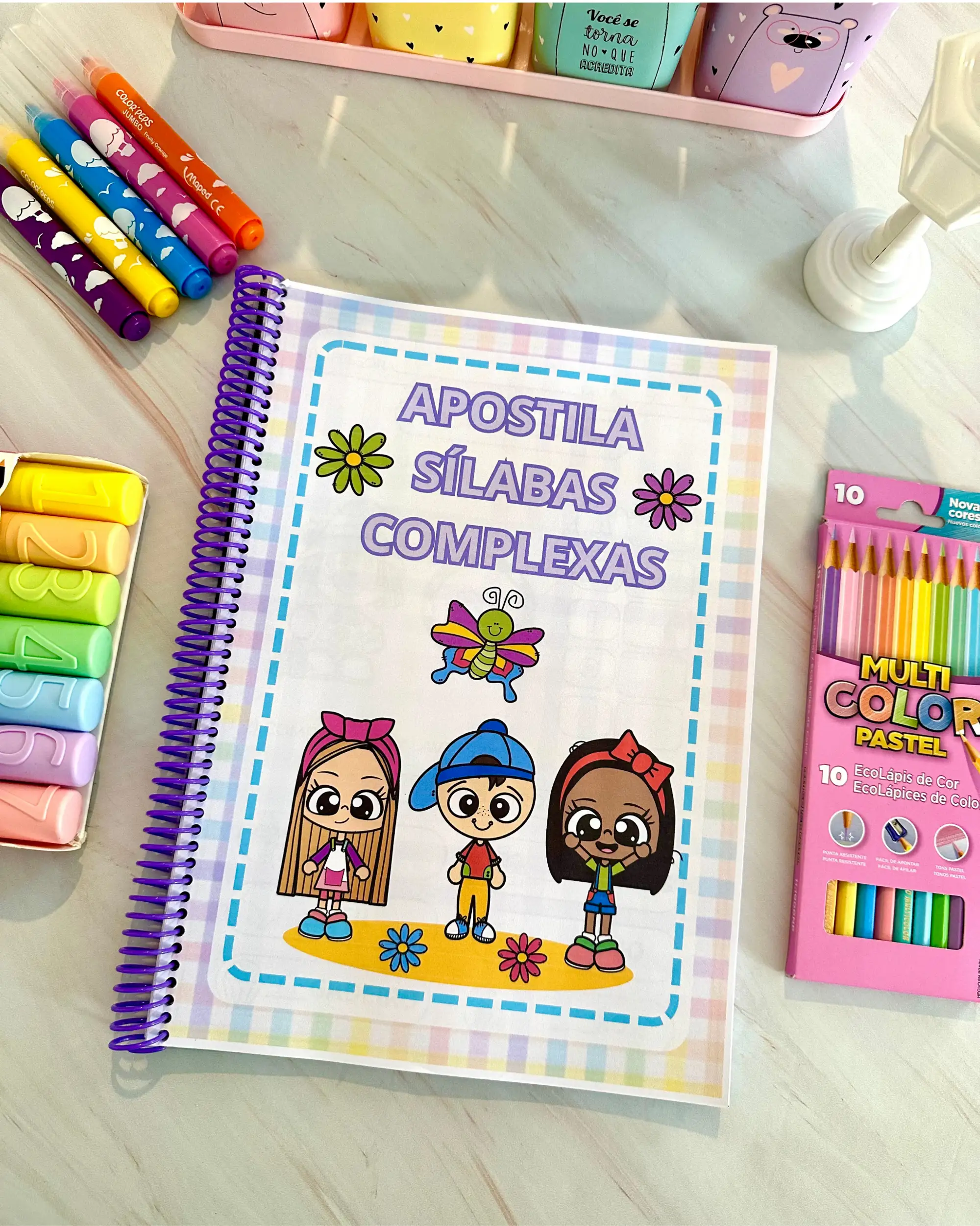 Capa de Apostila Sílabas Complexas para Alfabetização Infantil em PDF