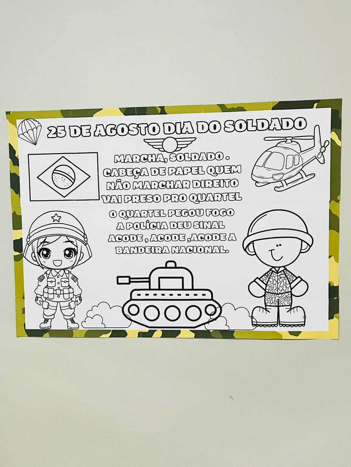 Capa de Painel dia do soldado para colorir – PDF para Imprimir