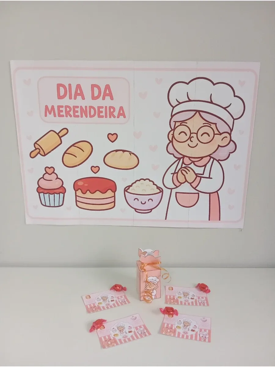 Capa de KIT DIA DA MERENDEIRA — PAINEL + CARTÃOZINHO + CAIXINHA