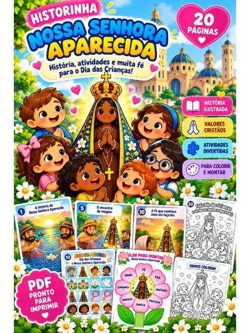 Capa do material: Historinha e Lembrancinhas 12 de Outubro dia das Crianças e de Nossa Senhora Aparecida PDF