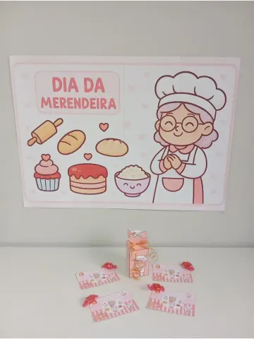 Capa do material: KIT DIA DA MERENDEIRA — PAINEL + CARTÃOZINHO + CAIXINHA