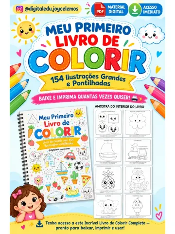 Capa do material: MEU PRIMEIRO LIVRO DE COLORIR - 154 ILUSTRAÇÕES GRANDES E PONTILHADAS
