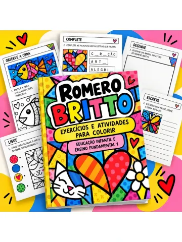 Capa do material: ROMERO BRITTO: EXERCÍCIOS E ATIVIDADES PARA COLORIR