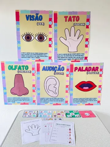 Capa do material: OS 5 SENTIDOS — APRENDER DESCOBRINDO O MUNDO!