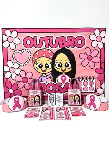 Capa do material: Kit Outubro Rosa Infantil – Painel, Lembrancinhas e Atividades para Educação Infantil