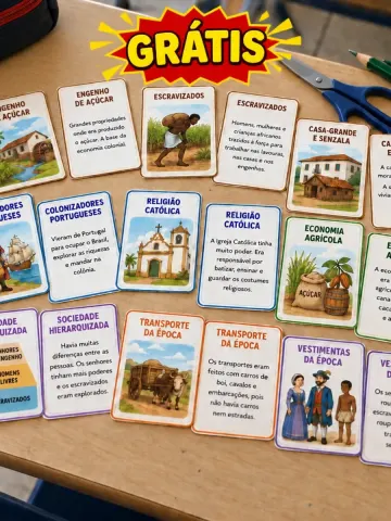 Capa do material: Cards Educativos Brasil Colônia