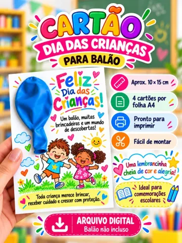 Capa do material: Cartão para Balão — Dia das Crianças | Educação Infantil e Anos Iniciais
