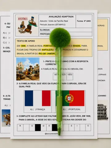 Capa do material: Atividade/Avaliação Adaptada 8ª ano sobre Período Joanino