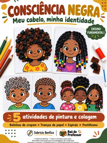 Capa do material: Consciência Negra: 5 Atividades de Pintura e Colagem – Fundamental I