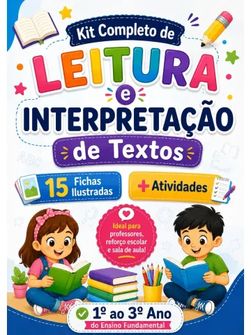 Capa do material: KIT DE LEITURA E INTERPRETAÇÃO DE TEXTOS 1º ao 3º Ano | Reforço Escolar