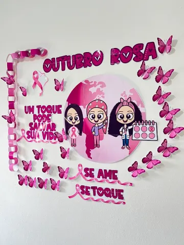 Capa do material: Painel Outubro Rosa: A Beleza do Cuidado e da Prevenção 🎀