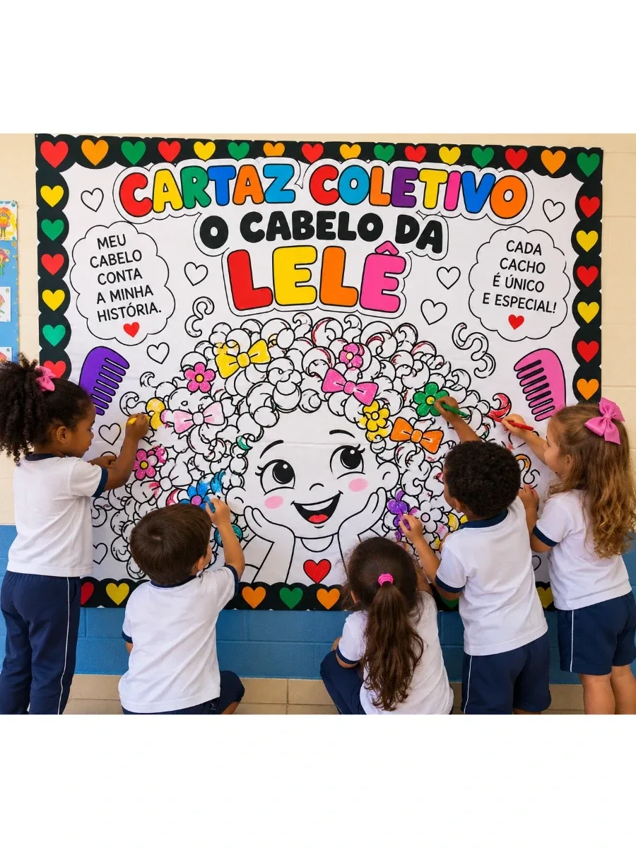 Capa do material: Consciência Negra  _Cartaz Coletivo O Cabelo da Lelê PDF Educação Infantil