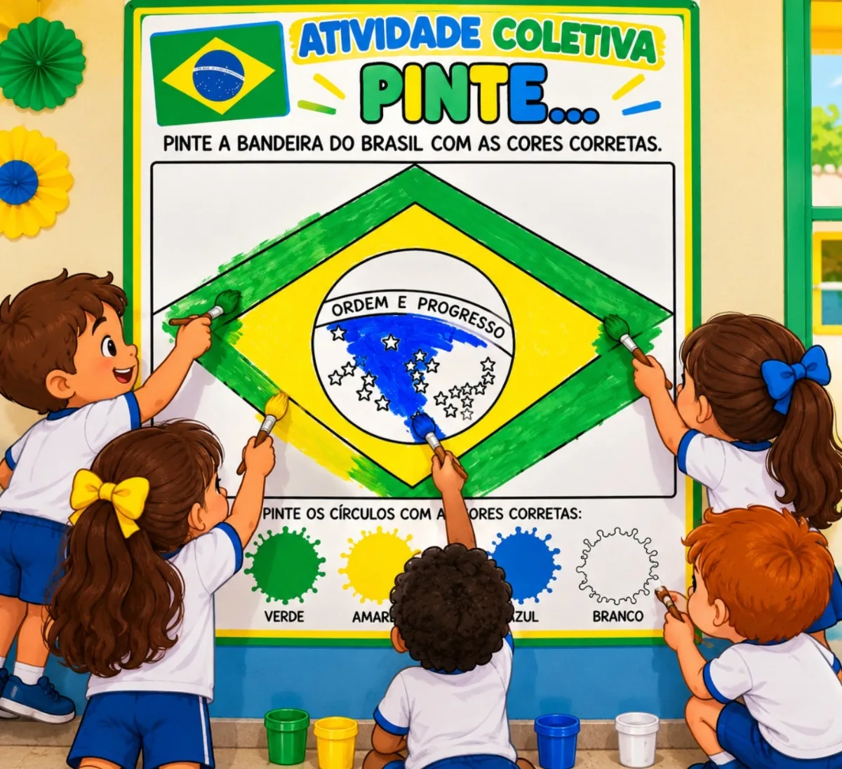 Imagem da galeria 2 de Dia da Bandeira Atividade Coletiva - Educação Infantil PDF 10 Páginas