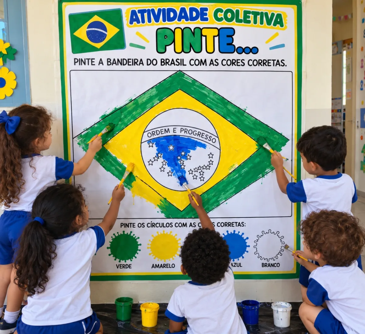 Imagem da galeria 1 de Dia da Bandeira Atividade Coletiva - Educação Infantil PDF 10 Páginas