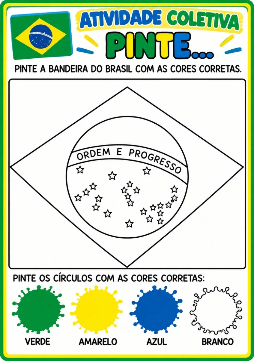 Imagem da galeria 3 de Dia da Bandeira Atividade Coletiva - Educação Infantil PDF 10 Páginas