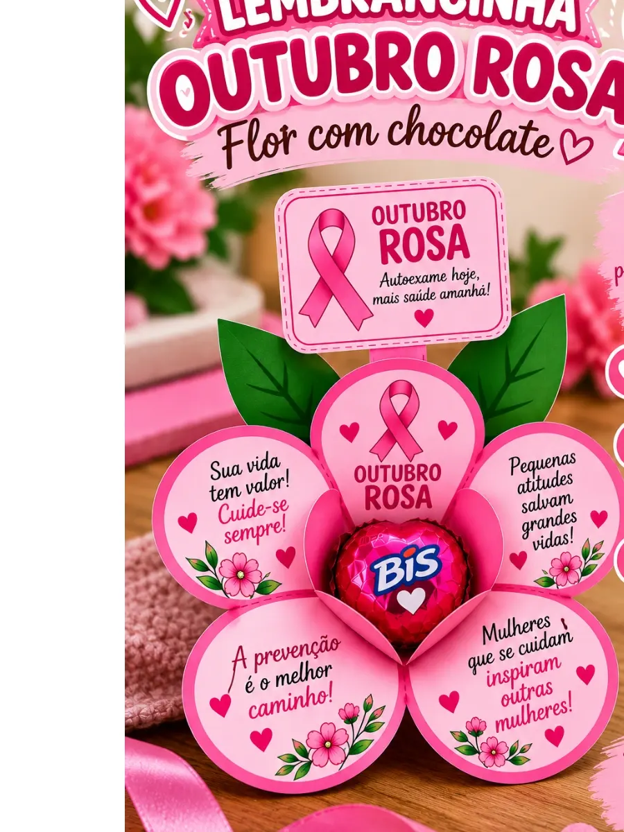 Capa de Flor de bombom Outubro Rosa PDF Educação Infantil